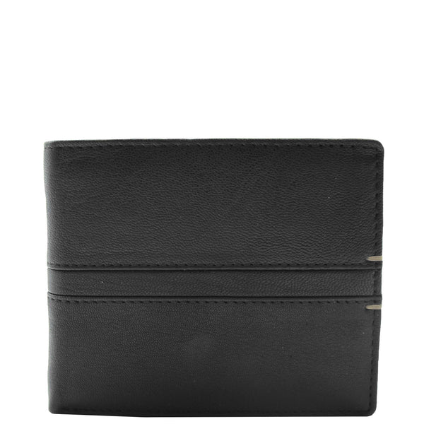 House Of Leather Mens Real Leather Bifold Wallet HOL801 Black
