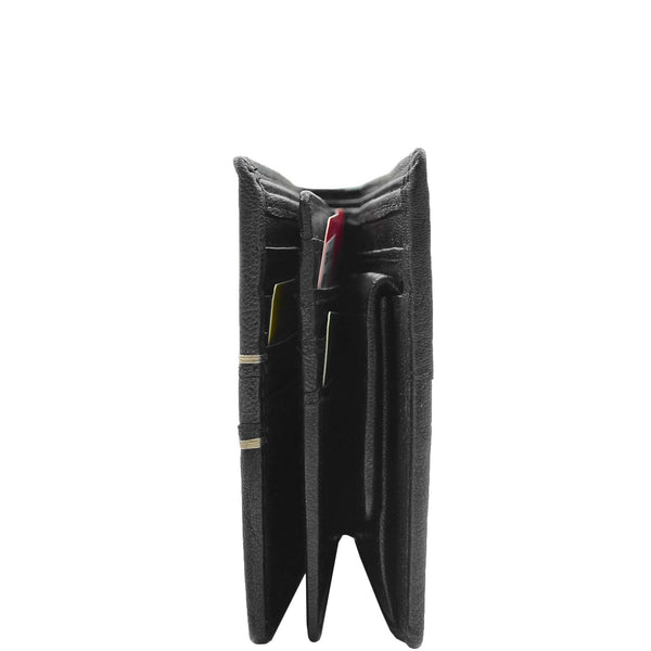 House Of Leather Mens Real Leather Bifold Wallet HOL801 Black