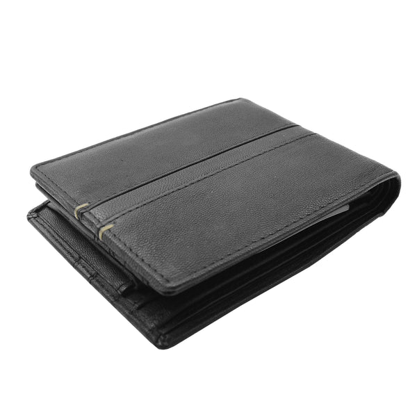 House Of Leather Mens Real Leather Bifold Wallet HOL801 Black