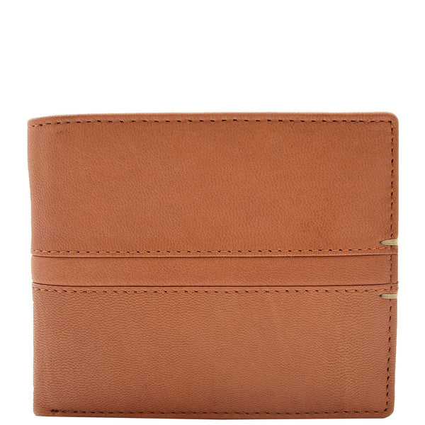 House Of Leather Mens Real Leather Bifold Wallet HOL801 Cognac