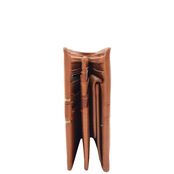 House Of Leather Mens Real Leather Bifold Wallet HOL801 Cognac