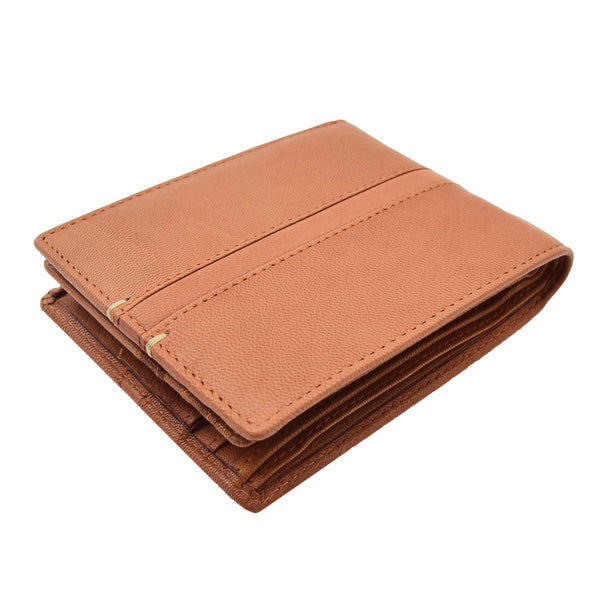 House Of Leather Mens Real Leather Bifold Wallet HOL801 Cognac