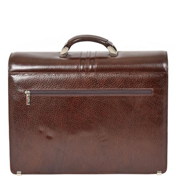 House Of Leather Mens Real Leather Briefcase Classic Bag Organiser Carter Brown