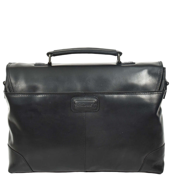 House Of Leather Mens Real Leather Briefcase Cross Body Classic Bag Tom Black