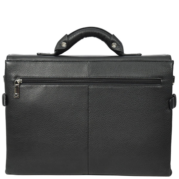 House Of Leather Mens Real Leather Briefcase Cross Body Organiser Work Office Messenger Bag Benin Black