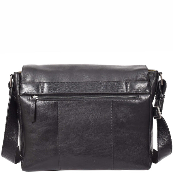 House Of Leather Mens Real Leather Briefcase Satchel Laptop Bag HOL4002 Black