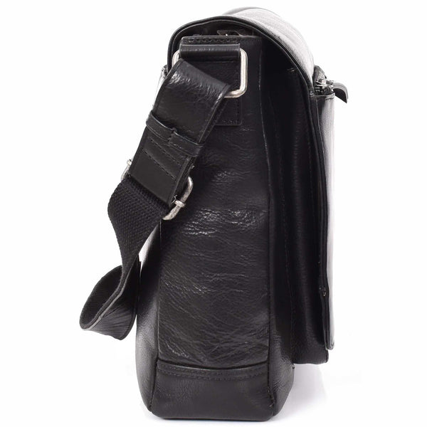 House Of Leather Mens Real Leather Briefcase Satchel Laptop Bag HOL4002 Black