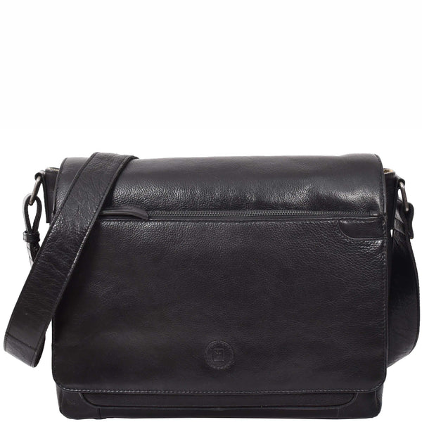 house of leather Mens Real Leather Briefcase Satchel Laptop Bag HOL4002 Black