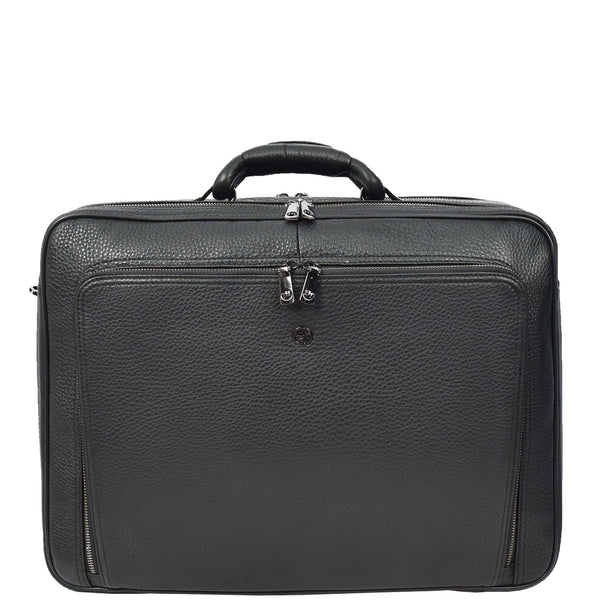 House Of Leather Mens Real Leather Briefcase Style Large Size Work Business Office Travel Bag Terni Black