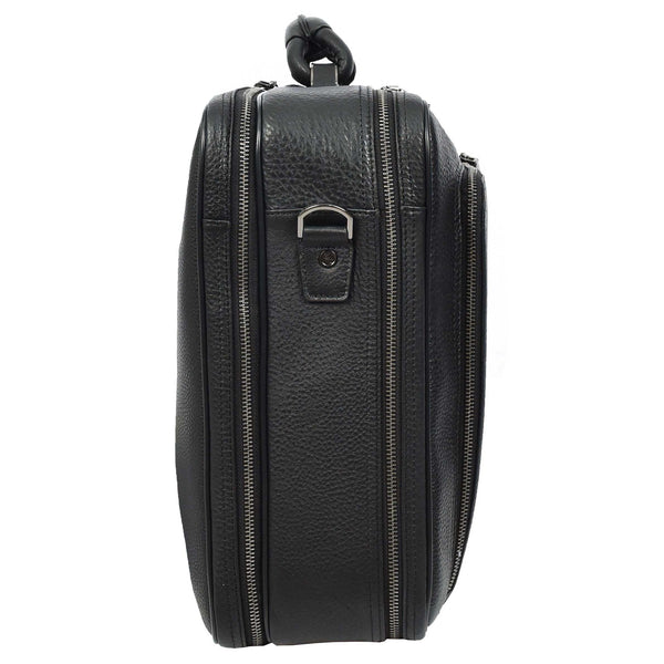 House Of Leather Mens Real Leather Briefcase Style Large Size Work Business Office Travel Bag Terni Black