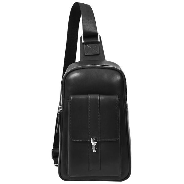 house of leather Mens Real Leather Chest Bag Cross Body Organiser Style Lodi Black