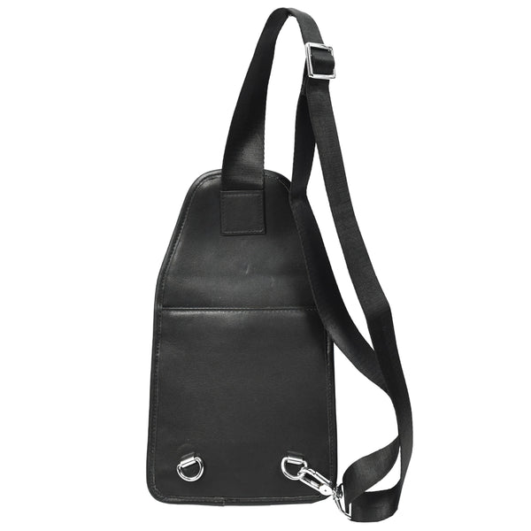 House Of Leather Mens Real Leather Chest Bag Cross Body Style Nara Black