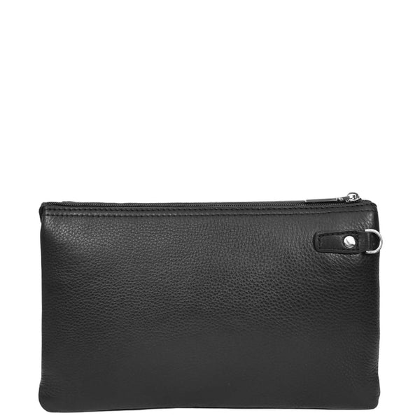 House Of Leather Mens Real Leather Clutch Organiser Multi Compartment Wrist Bag Jerez Black