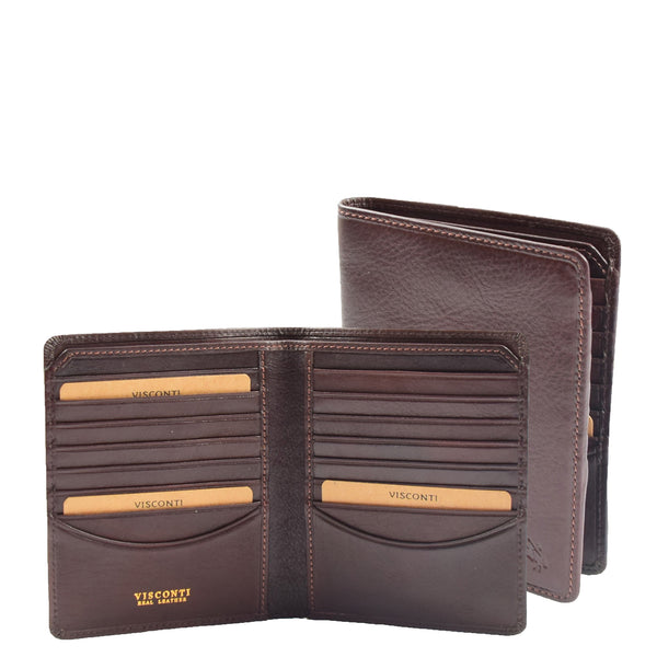 house of leather Mens Real Leather Coat Wallet HOL1949 Brown