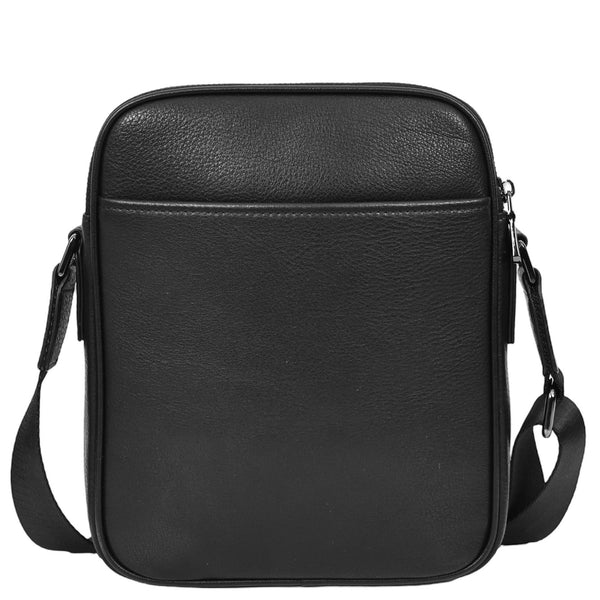 House Of Leather Mens Real Leather Cross Body Bag Medium Multi-Pocket Travel Organiser Pouch Rovigo Black