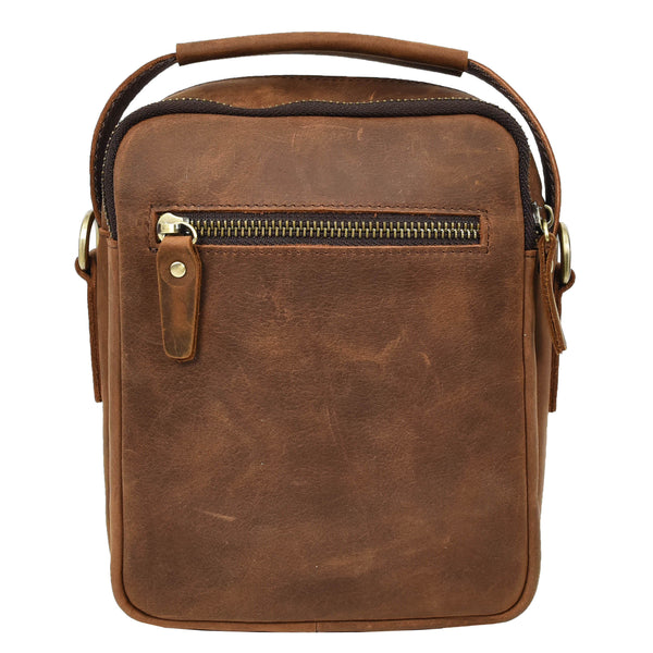 House Of Leather Mens Real Leather Cross Body Bag Small Organiser Travel Pouch Jett Tan Hunter