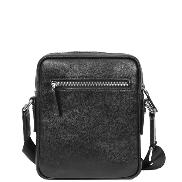 House Of Leather Mens Real Leather Cross Body Bag Small Size Travel Pouch Malmo Black