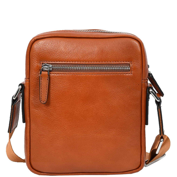 House Of Leather Mens Real Leather Cross Body Bag Small Size Travel Pouch Malmo Tan