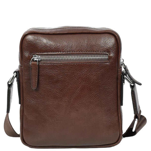 House Of Leather Mens Real Leather Cross Body Bag Small Size Travel Pouch Malmo Brown