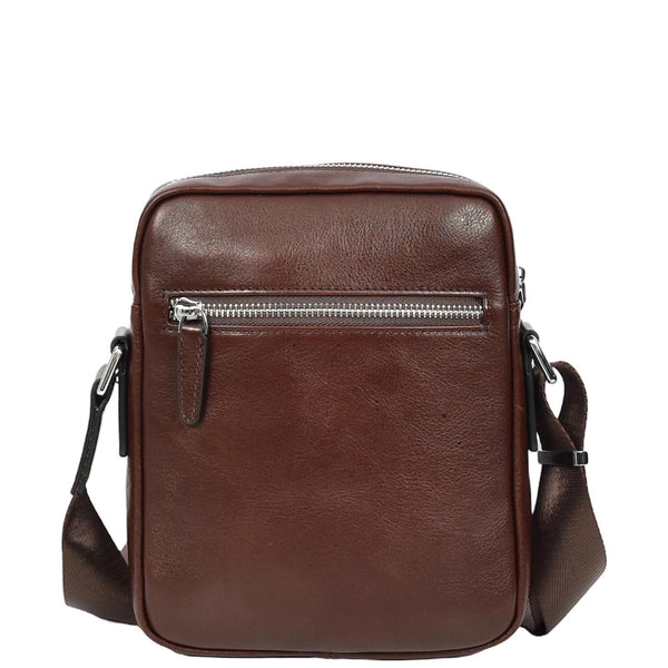 House Of Leather Mens Real Leather Cross Body Bag Small Size Travel Pouch Hanoi Brown