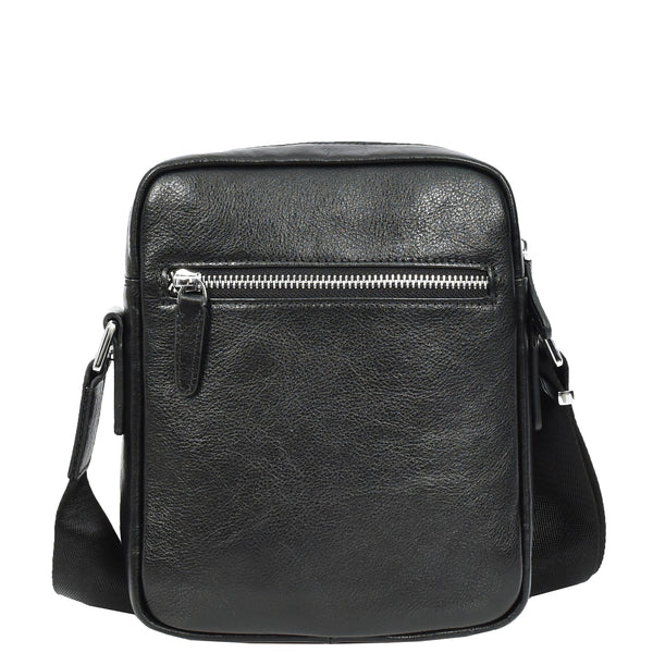 House Of Leather Mens Real Leather Cross Body Bag Small Size Travel Pouch Hanoi Black