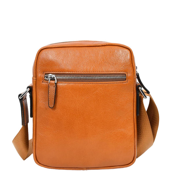 House Of Leather Mens Real Leather Cross Body Bag Small Size Travel Pouch Hanoi Tan