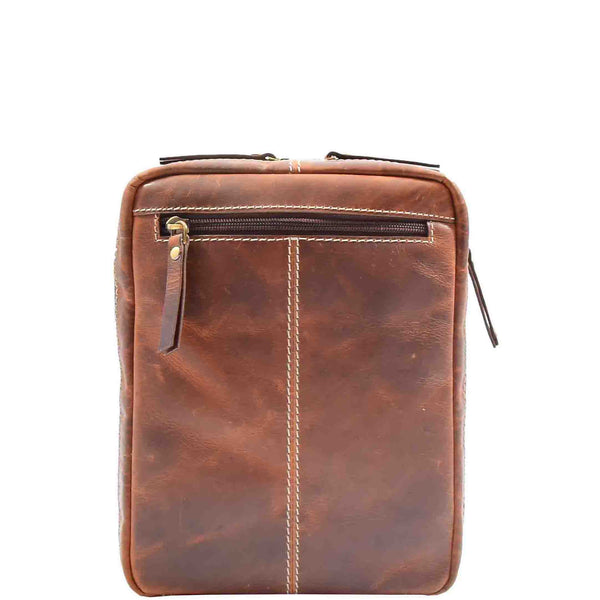 House Of Leather Mens Real Leather Cross Body Messenger Bag Trenton Brown