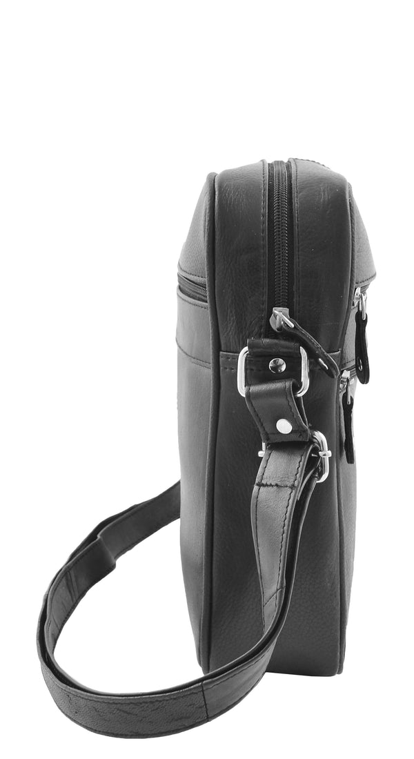 House Of Leather Mens Real Leather Cross Body Pouch Organiser Flight Bag Ashland Black