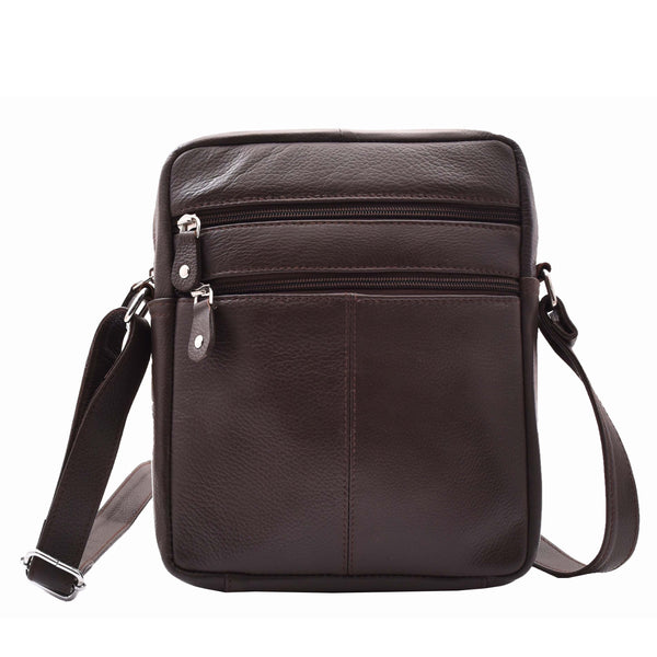 House Of Leather Mens Real Leather Cross Body Pouch Organiser Flight Bag Ashland Brown