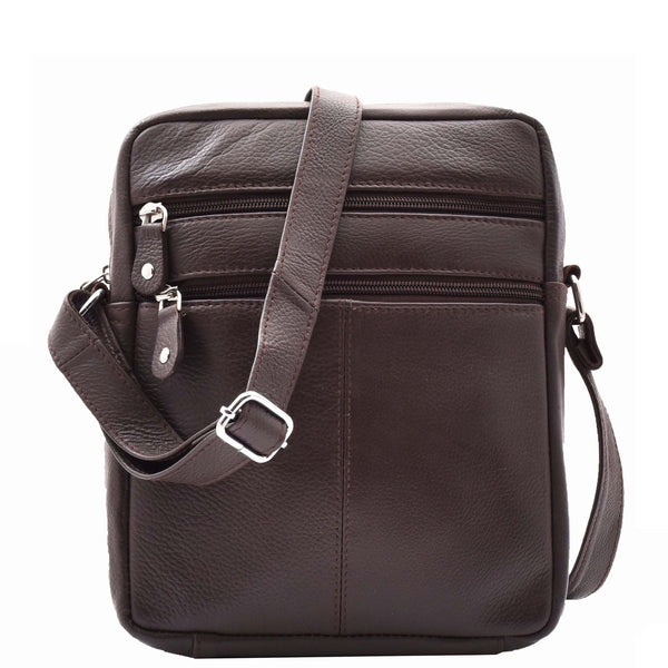 House Of Leather Mens Real Leather Cross Body Pouch Organiser Flight Bag Ashland Brown