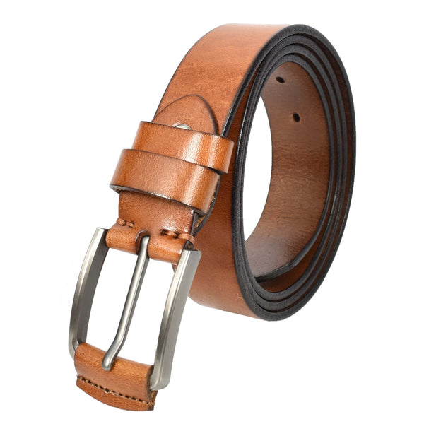 House Of Leather Mens Real Leather Handmade Casual Style Every Day Adjustable Daily Wear Belt Taraz Tan