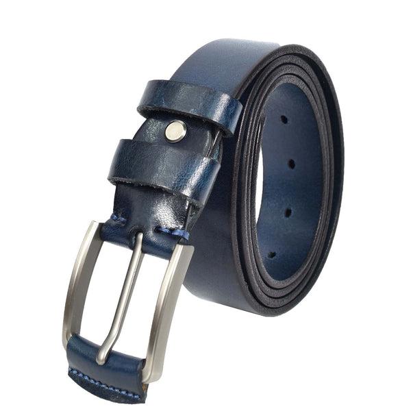 House Of Leather Mens Real Leather Handmade Casual Style Every Day Adjustable Daily Wear Belt Taraz Navy