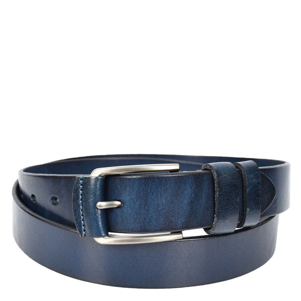 house of leather Mens Real Leather Handmade Casual Style Every Day Adjustable Daily Wear Belt Taraz Navy