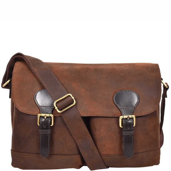 House Of Leather Mens Real Leather Laptop Bag Briefcase Vintage Brown Chase