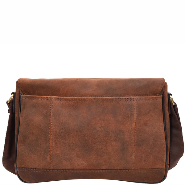 House Of Leather Mens Real Leather Laptop Bag Briefcase Vintage Brown Chase