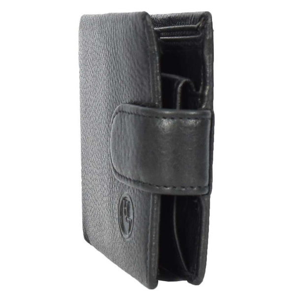 House Of Leather Mens Real Leather Mid Size Bifold Wallet Multi-Pockets Coins Cards Notes Style Tempe Black