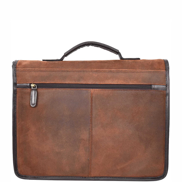 House Of Leather Mens Real Leather Organiser Laptop Bag Vintage Brown Briefcase Finn