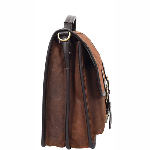 House Of Leather Mens Real Leather Organiser Laptop Bag Vintage Brown Briefcase Finn