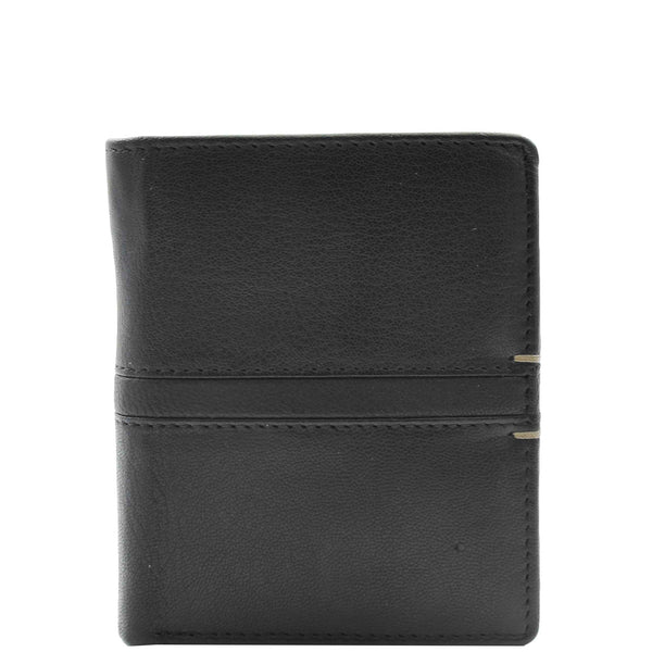 House Of Leather Mens Real Leather Small Bifold Wallet HOL800 Black
