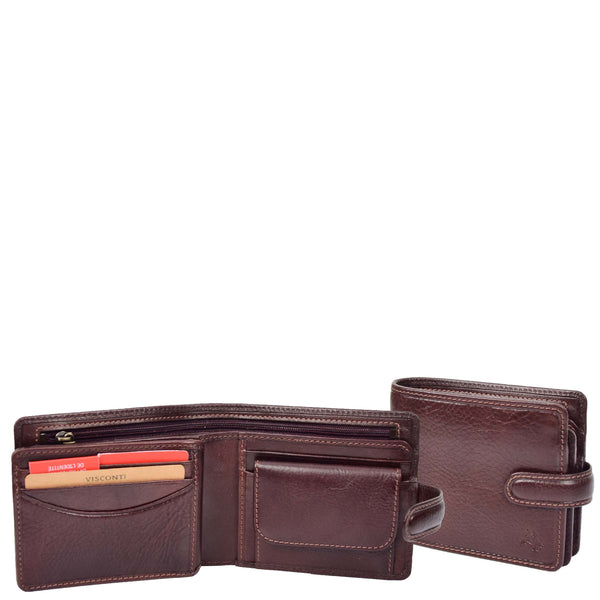 house of leather Mens Real Leather Wallet Coins Notes RFID HOL242 Brown