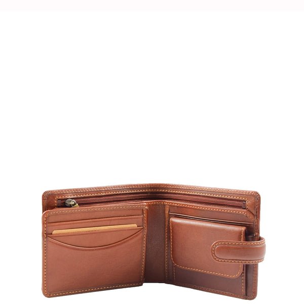 House Of Leather Mens Real Leather Wallet Coins Notes RFID HOL242 Tan