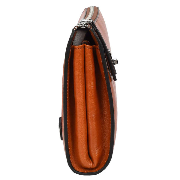 House Of Leather Mens Real Leather Wrist Bag Large Size Clutch Organiser Style Goma Tan