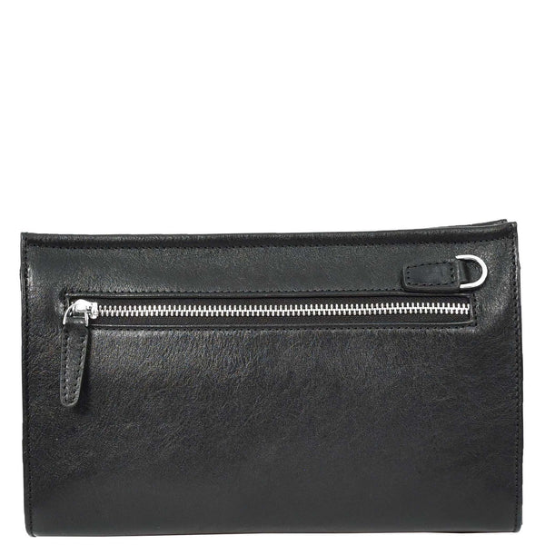 House Of Leather Mens Real Leather Wrist Bag Organiser Cross Body Style Suva Black