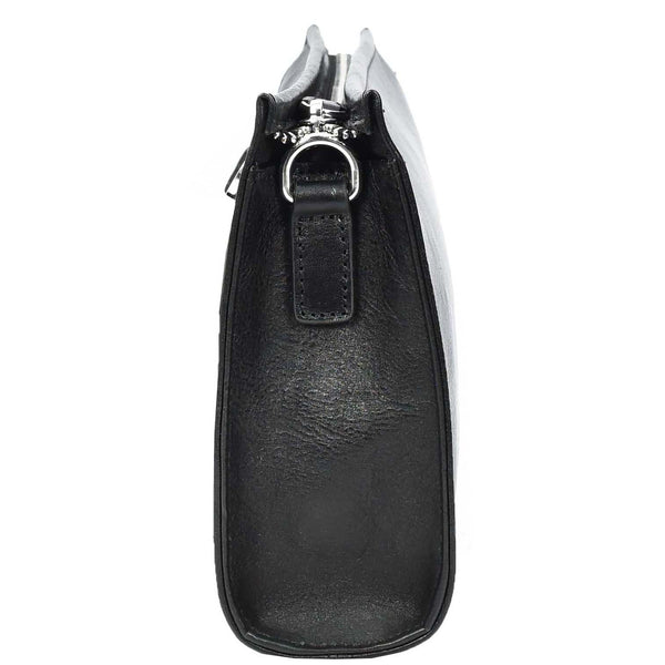 House Of Leather Mens Real Leather Wrist Bag Organiser Cross Body Style Suva Black