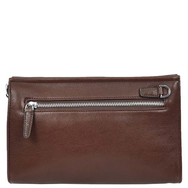 House Of Leather Mens Real Leather Wrist Bag Organiser Cross Body Style Suva Brown