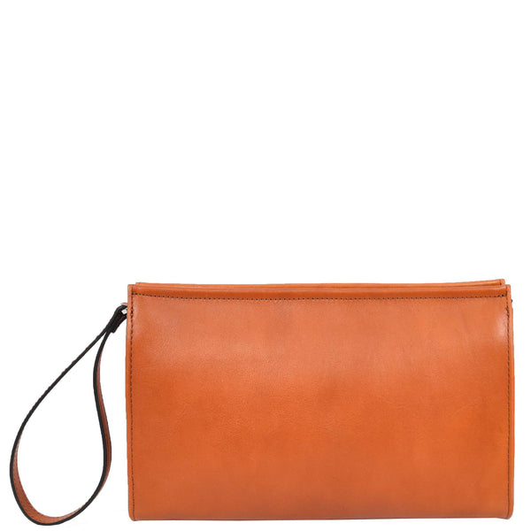 house of leather Mens Real Leather Wrist Bag Organiser Cross Body Style Suva Tan