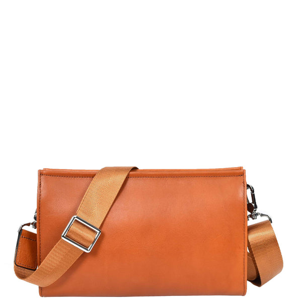 House Of Leather Mens Real Leather Wrist Bag Organiser Cross Body Style Suva Tan