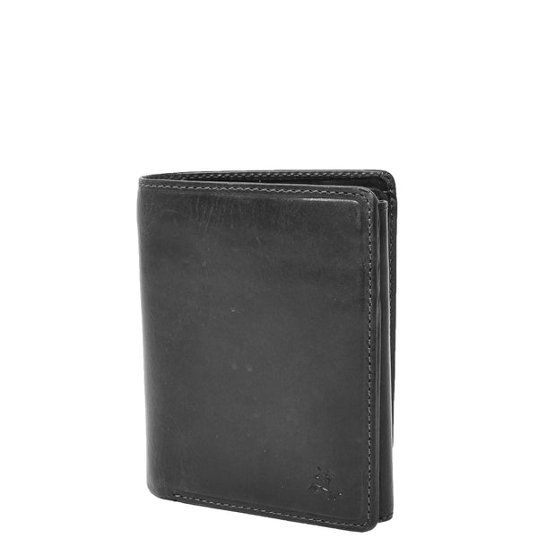 House Of Leather Mens RFID BiFold Leather Wallet Taunton Black