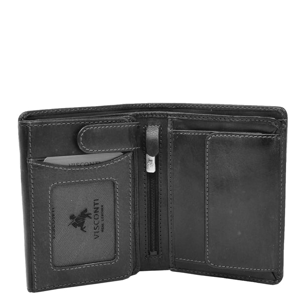 House Of Leather Mens RFID BiFold Leather Wallet Taunton Black