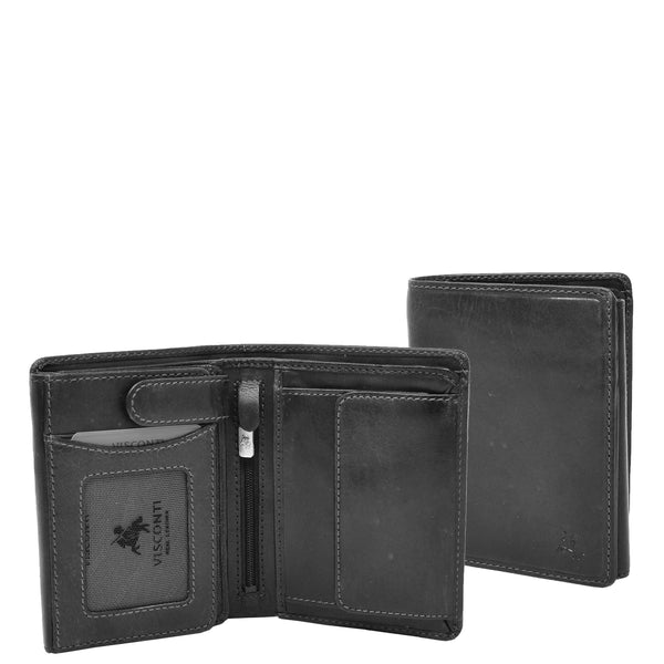 house of leather Mens RFID BiFold Leather Wallet Taunton Black